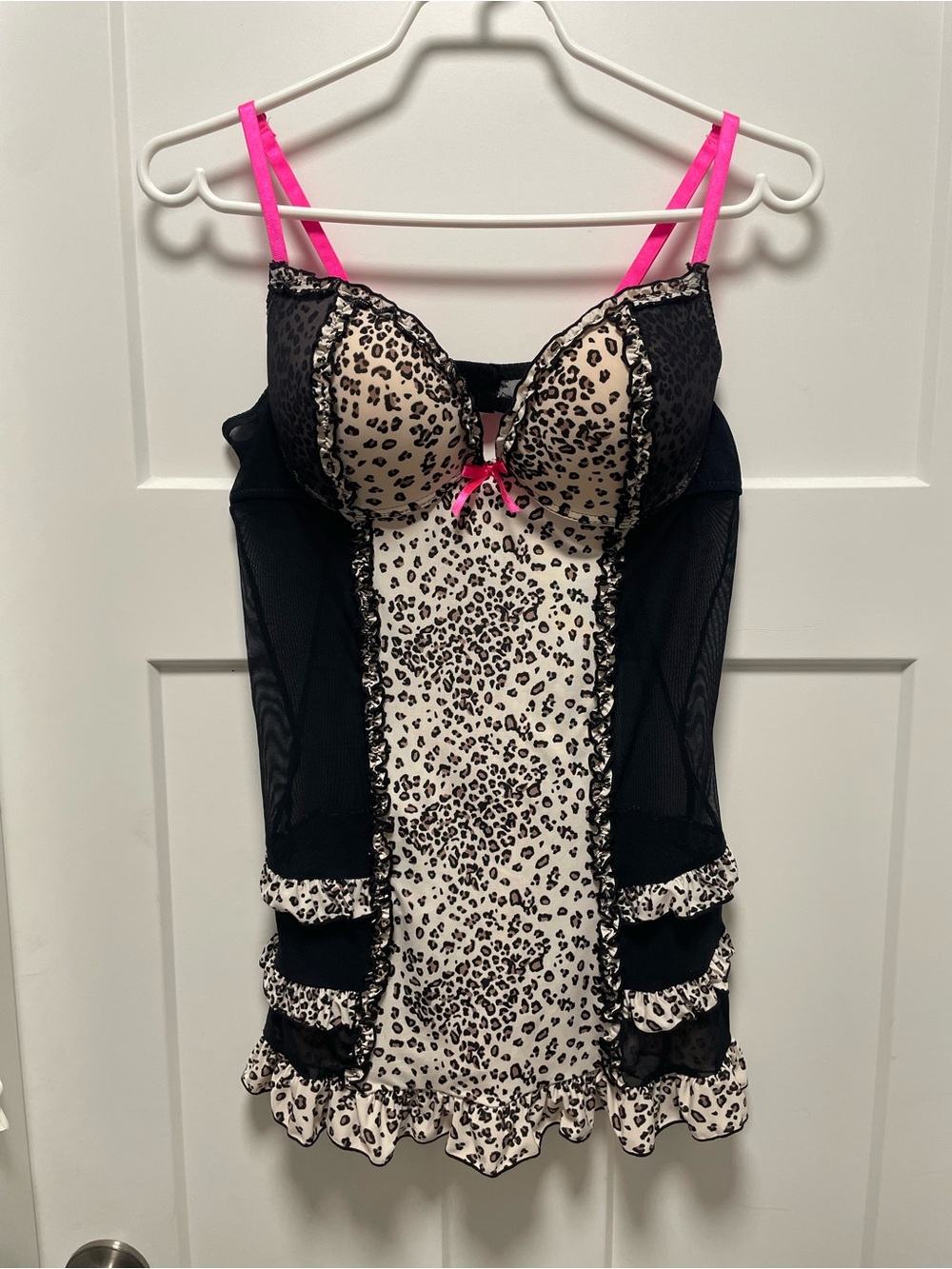 La Senza Baby Doll Lingerie Dress Leopard Print